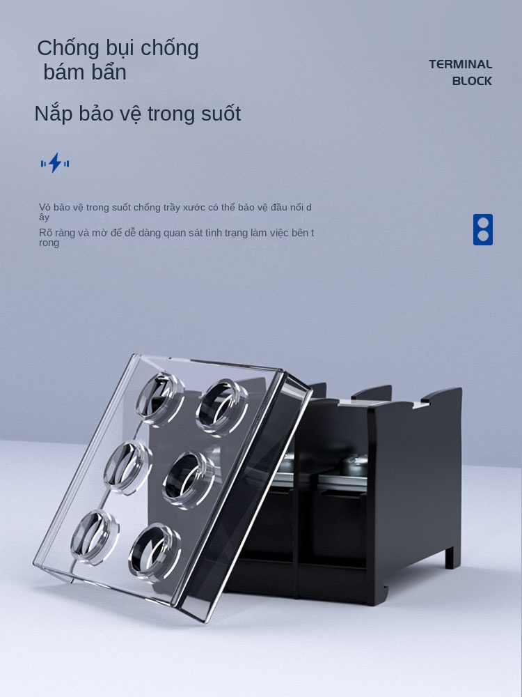 Hộp đầu nối ray DIN IN411S/IN60BK – công suất cao, đồng nguyên chất, nối nhiều dây - IN12BK