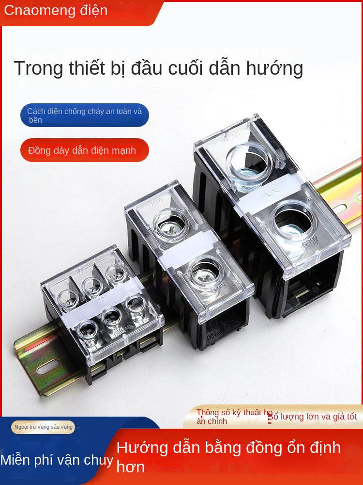 Hộp đầu nối ray DIN IN411S/IN60BK – công suất cao, đồng nguyên chất ...