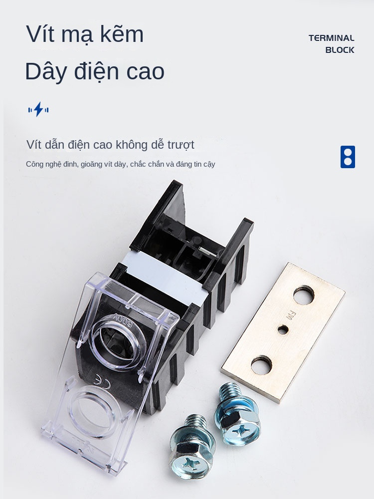 Hộp đầu nối ray DIN IN411S/IN60BK – công suất cao, đồng nguyên chất, nối nhiều dây - IN60BK