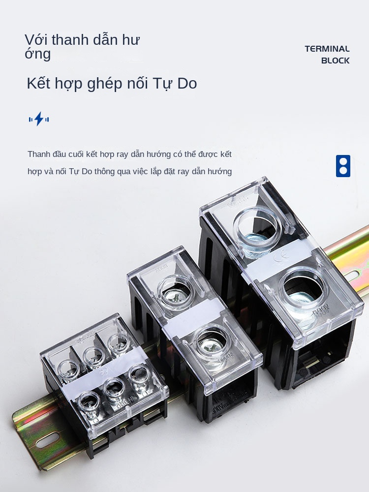 Hộp đầu nối ray DIN IN411S/IN60BK – công suất cao, đồng nguyên chất, nối nhiều dây - IN60BK