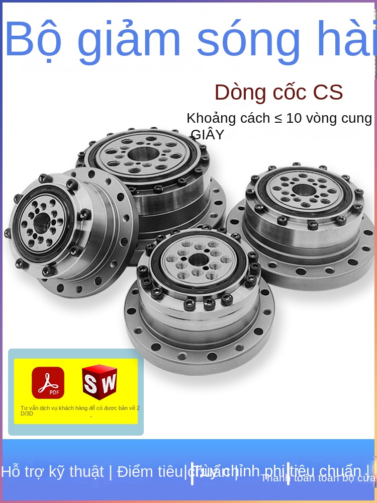 Hộp số sóng CS mô-men xoắn lớn, chính xác cao cho robot và máy tự động - CS-25 cao cấp, tỷ số giảm tốc 50/80/100/120