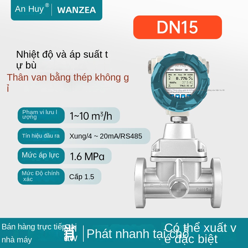 Lưu lượng kế xoáy Wanzhiyi LUX – Chống nổ, vỏ hợp kim nhôm hoặc inox, dùng đo khí tự nhiên và khí sinh học - DN15 inox