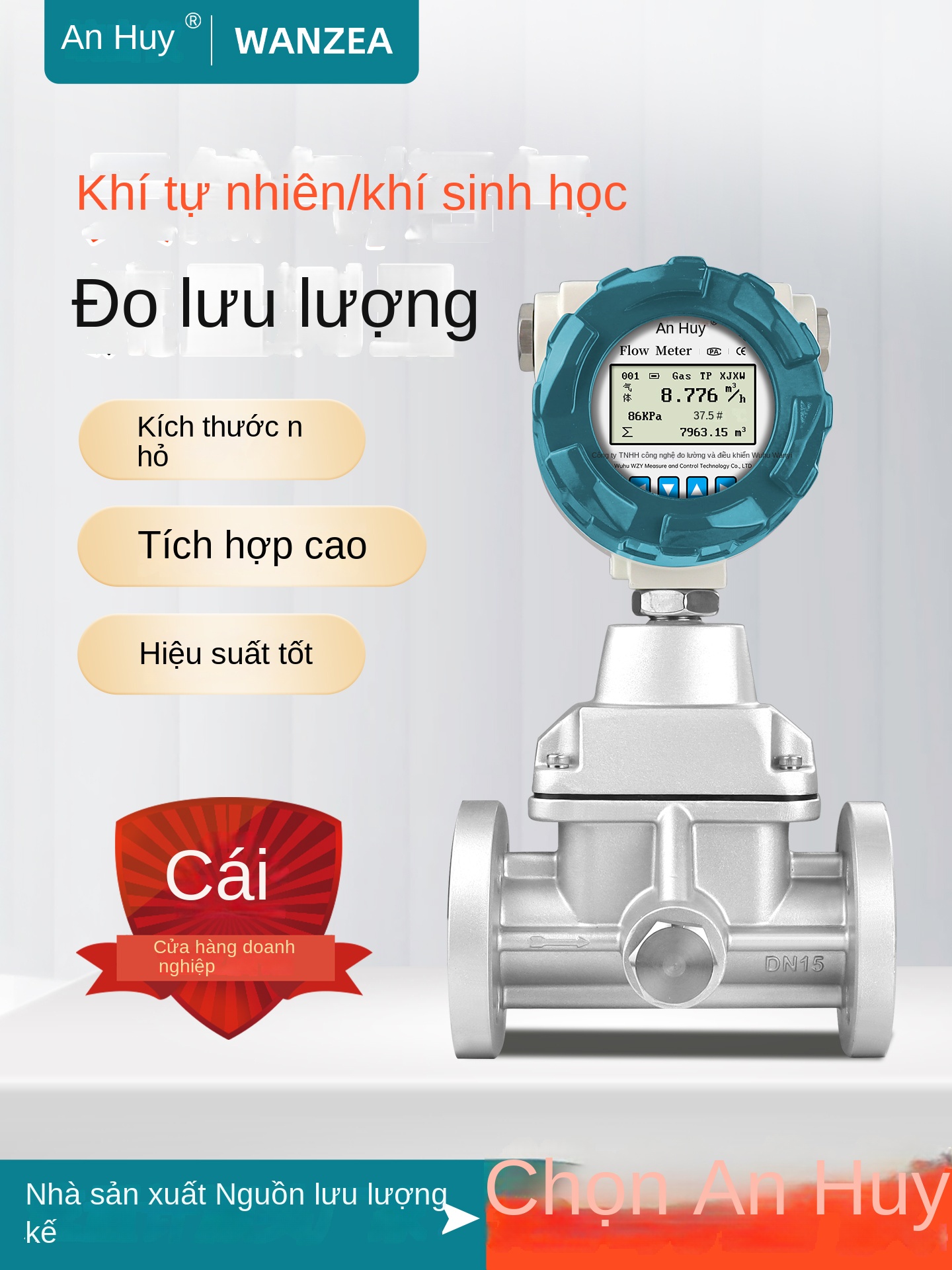 Lưu lượng kế xoáy Wanzhiyi LUX – Chống nổ, vỏ hợp kim nhôm hoặc inox, dùng đo khí tự nhiên và khí sinh học - HART tùy chọn