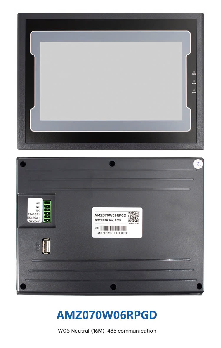 Màn hình cảm ứng HMI Kinseal AMZ070W06RPGD 7 inch AMZ070 RS485 cổng tín hiệu 6P 12-24V 192X138 AMZ