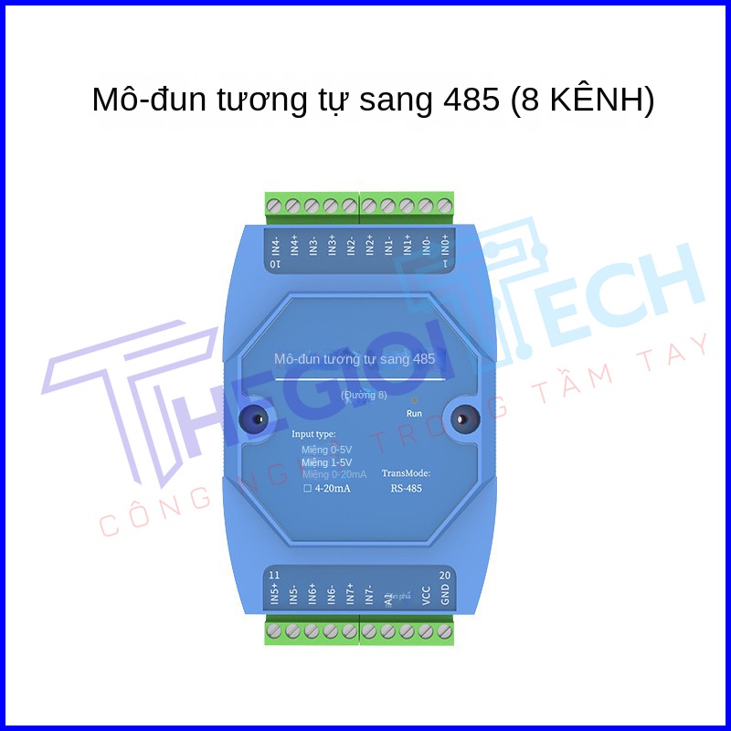 Module Chuyển Đổi Tín Hiệu Analog Sang RS485 (8 Kênh) ZTSIOT – Hỗ Trợ 4–20mA / 0–20mA / 0–5V / 1–5V, Chuẩn Modbus-RTU, Bộ Thu Thập Tín Hiệu Công Nghiệp