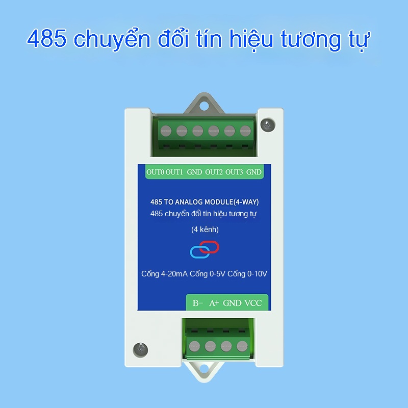 Module chuyển đổi 485 sang tín hiệu analog (4 kênh) , Bộ chuyển đổi Modbus-RTU , Tín hiệu 4-20mA 0-5V 0-10V , Bộ cách ly tín hiệu RS485 , Thiết bị điều khiển công nghiệp