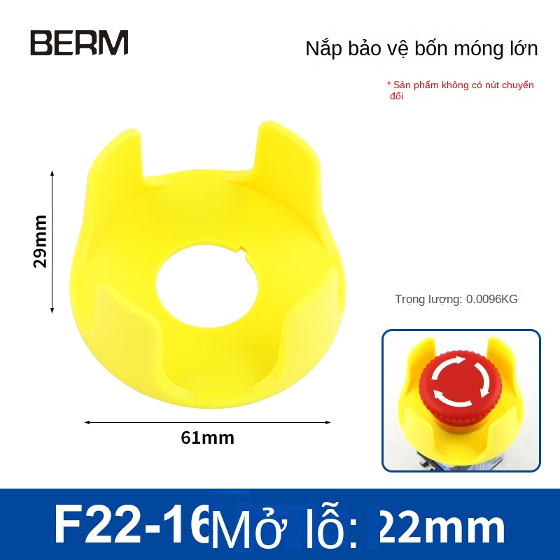 Nắp bảo vệ nút nhấn khẩn cấp, chống bấm nhầm, nắp lật cách điện an toàn - Nắp lật đỏ 55×56 F22-40 - Lỗ 16 mm