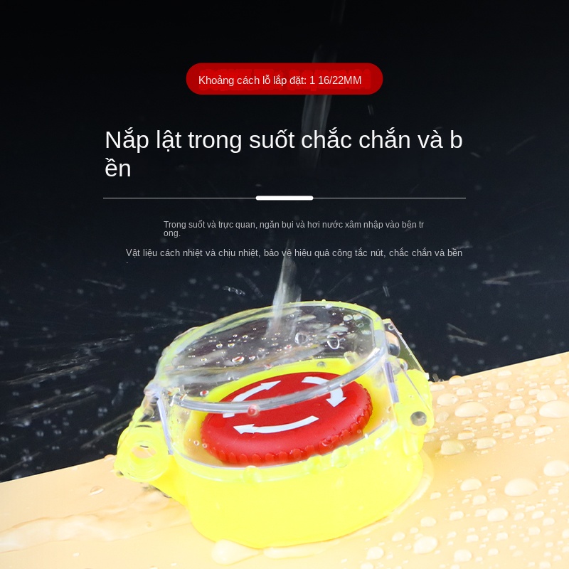 Nắp bảo vệ nút nhấn khẩn cấp, chống bấm nhầm, nắp lật cách điện an toàn - Nắp lật vàng 55×37 F22-05 - Lỗ 16 mm