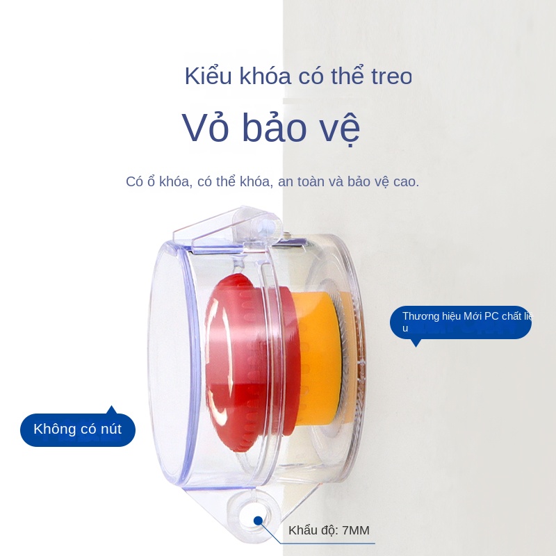 Nắp bảo vệ nút nhấn khẩn cấp, chống bấm nhầm, nắp lật cách điện an toàn - Vòng cảnh báo 46 mm - Lỗ 16 mm