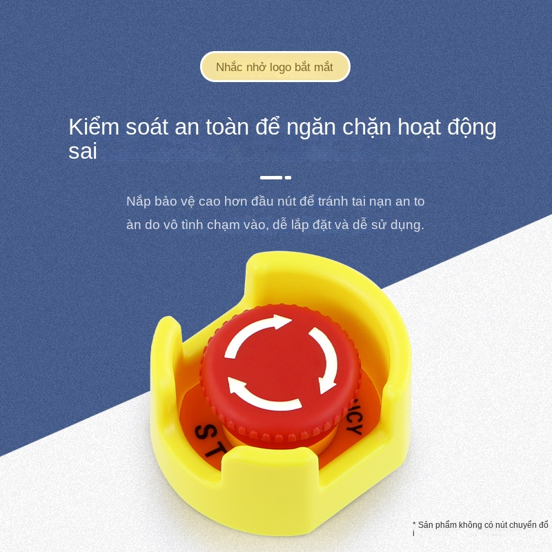 Nắp bảo vệ nút nhấn khẩn cấp, chống bấm nhầm, nắp lật cách điện an toàn - Vòng cảnh báo 60 mm - Lỗ 16 mm