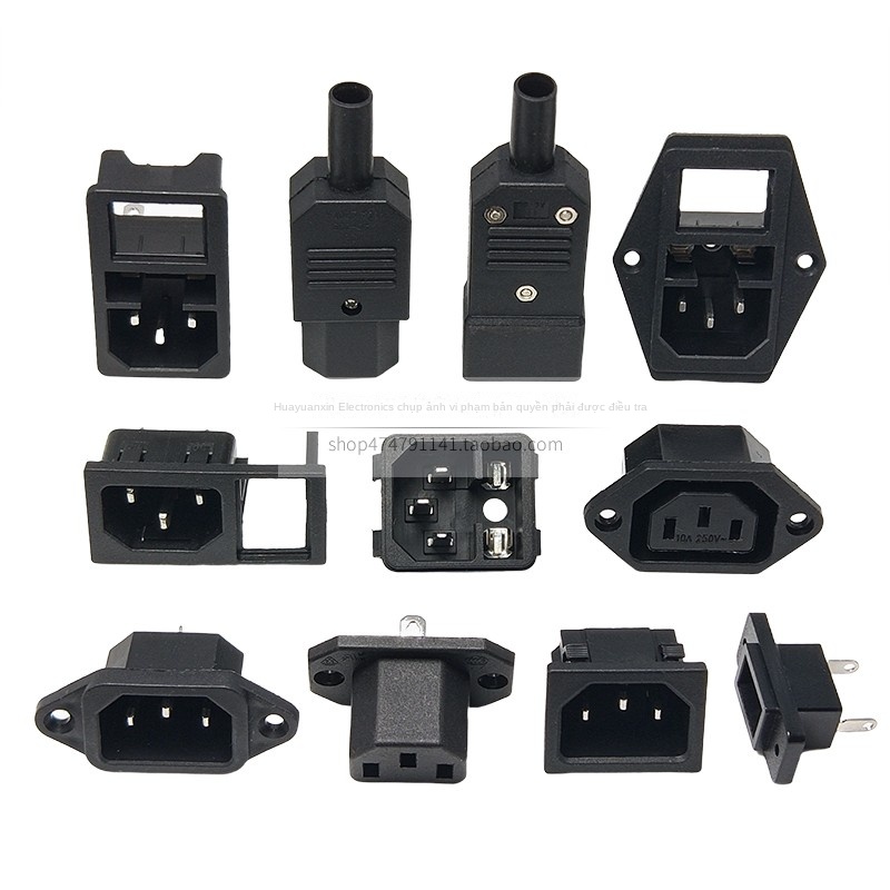 Ổ cắm AC01 lõi đồng 3 chân – Phích cắm kiểu chữ “品”, công tắc, cầu chì, đầu nối nam/nữ, dây AC-04 - C14, 3 chân, phích cắm cái, bằng đồng