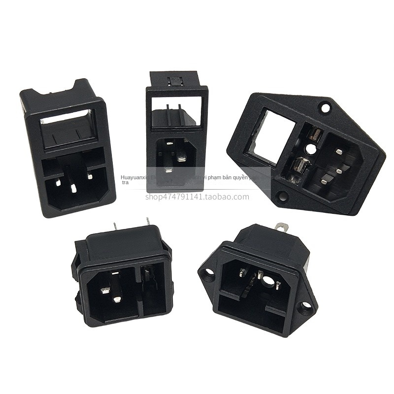 Ổ cắm AC01 lõi đồng 3 chân – Phích cắm kiểu chữ “品”, công tắc, cầu chì, đầu nối nam/nữ, dây AC-04 - C14, 3 chân, phích cắm đực, bằng đồng