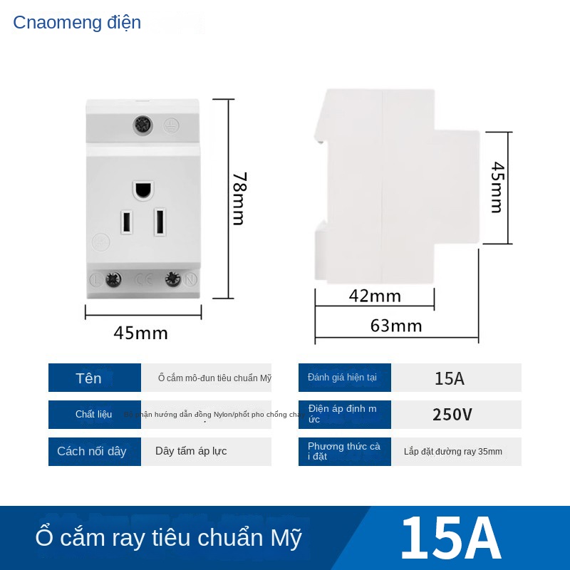Ổ cắm ray DIN chuẩn EU AC30 – 10A/16A, modun xuất khẩu EU/UK/FR - Tiêu chuẩn Đức