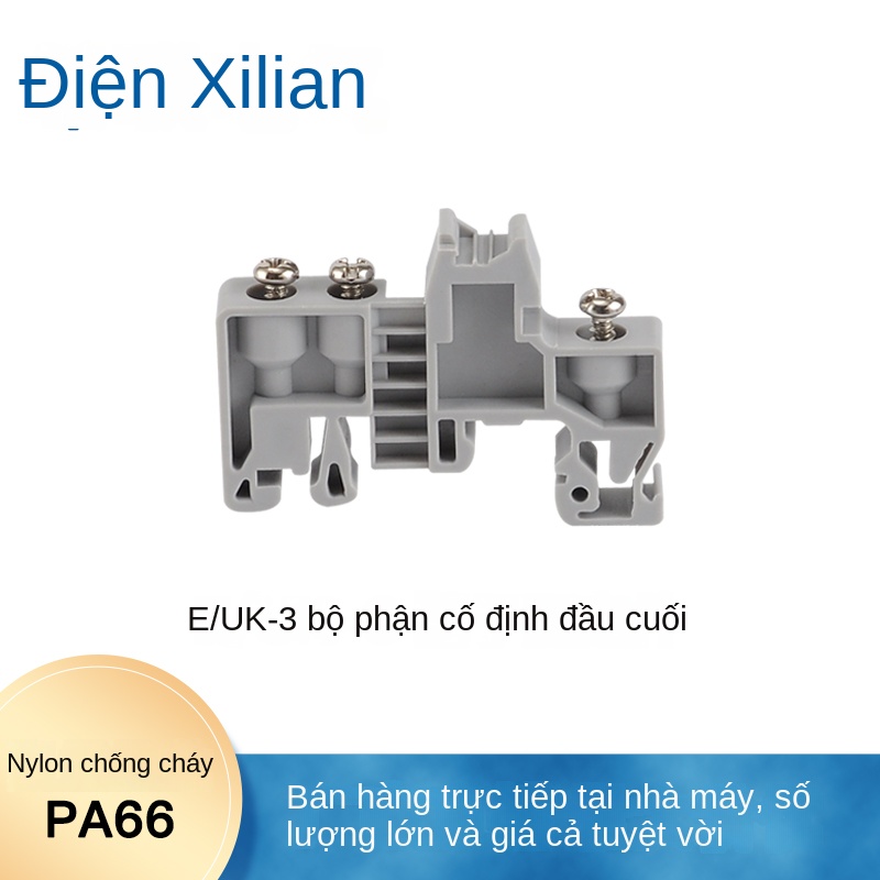 Phụ kiện cố định E/UK – Nắp chặn đầu cầu đấu, nhựa chống cháy, dùng cho UK2.5B, thanh DIN C45, kèm giá đỡ nhãn UBE/D và KLM-A - CLIPFIX 35-5