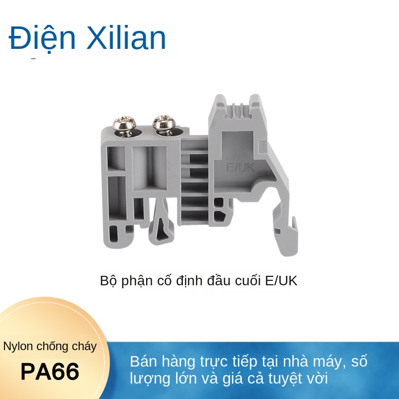 Phụ kiện cố định E/UK – Nắp chặn đầu cầu đấu, nhựa chống cháy, dùng cho UK2.5B, thanh DIN C45, kèm giá đỡ nhãn UBE/D và KLM-A - CLIPFIX 35-5