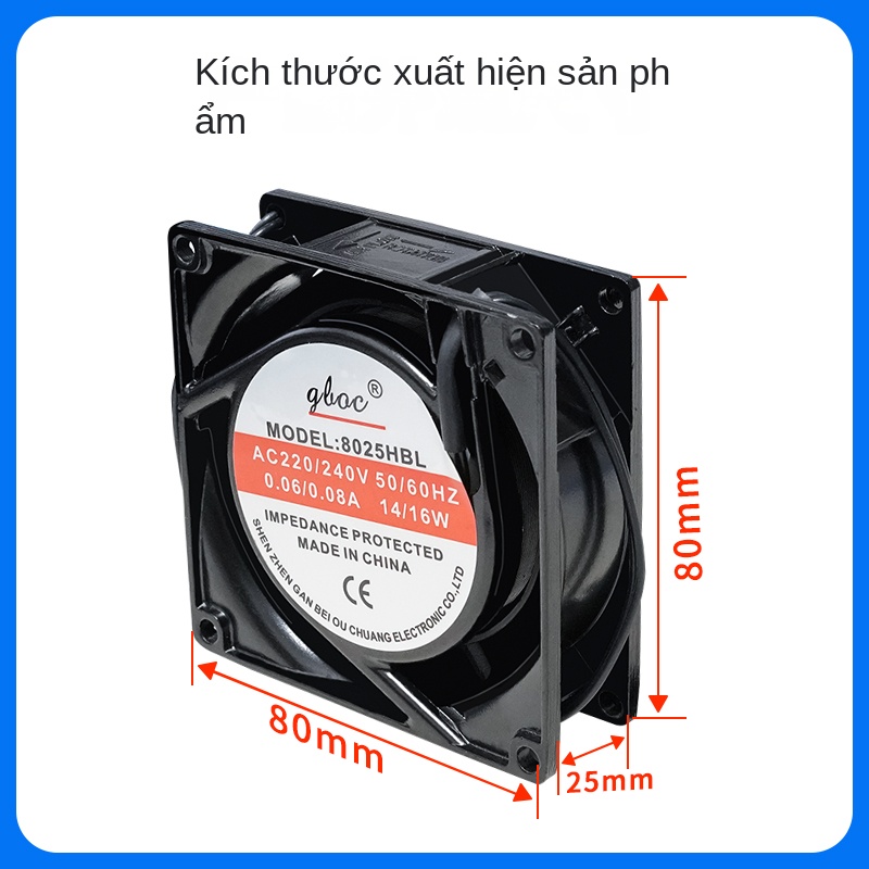Quạt tản nhiệt cho rơ le bán dẫn SSR, 220VAC, nhỏ gọn, tốc độ cao, vận hành êm, lực gió mạnh - Đen 220V