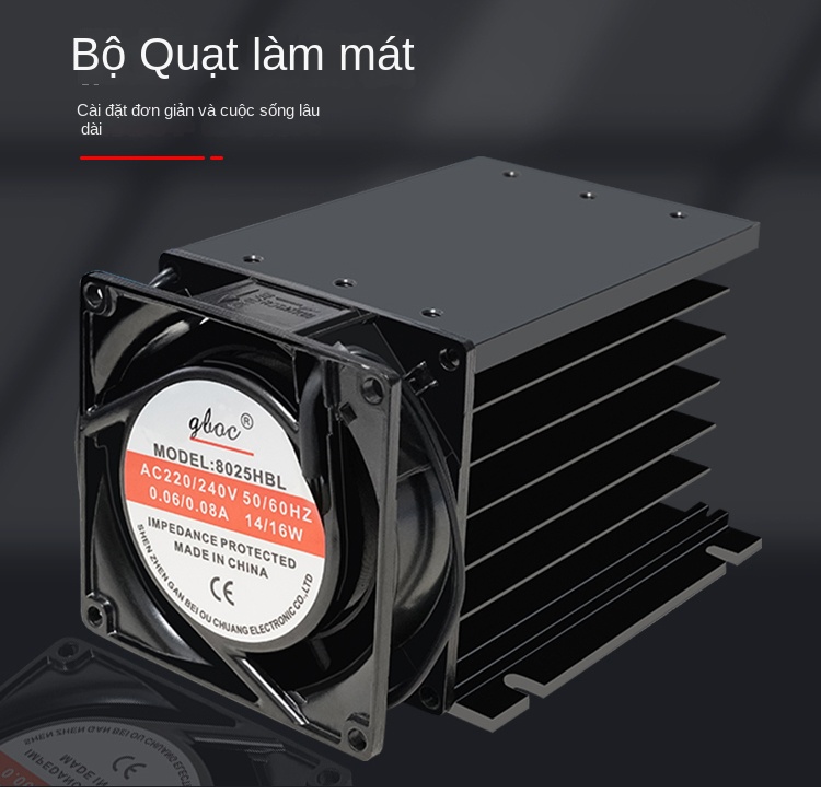 Quạt tản nhiệt cho rơ le bán dẫn SSR, 220VAC, nhỏ gọn, tốc độ cao, vận hành êm, lực gió mạnh - Đen 220V