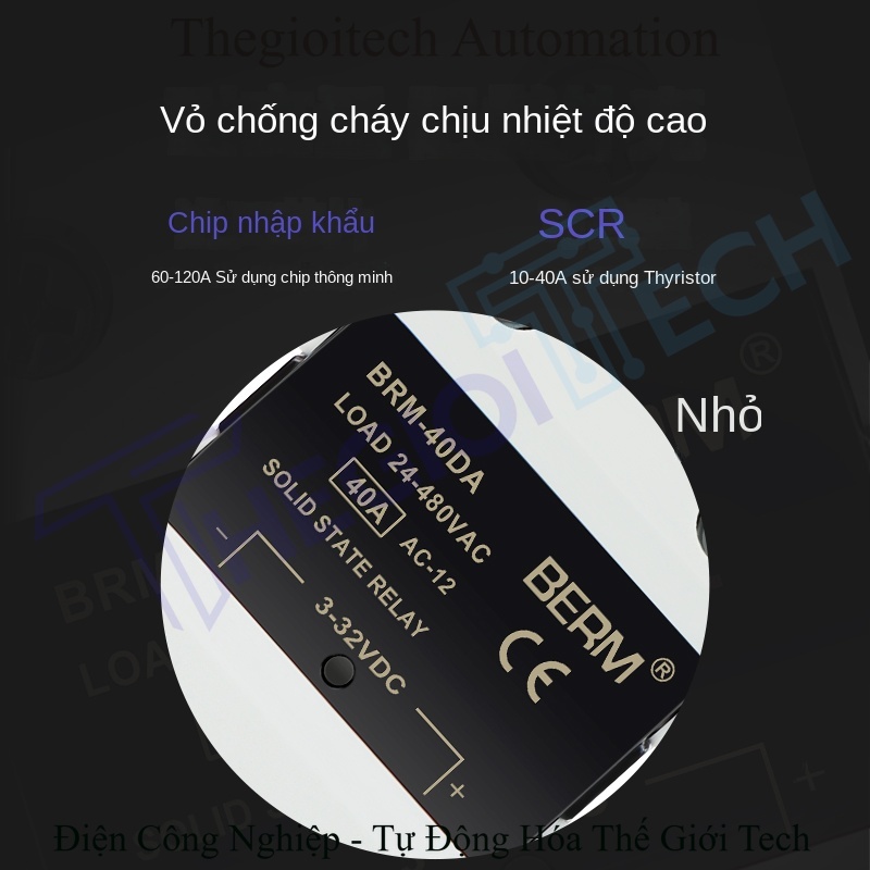 Rơ le bán dẫn (SSR) Belmei BRM-40DA, điều khiển DC, ngõ ra AC, đơn pha 40A (tương đương SSR-40DA D4840) - BRM-100VD 【Điều chỉnh điện áp kiểu điện áp】