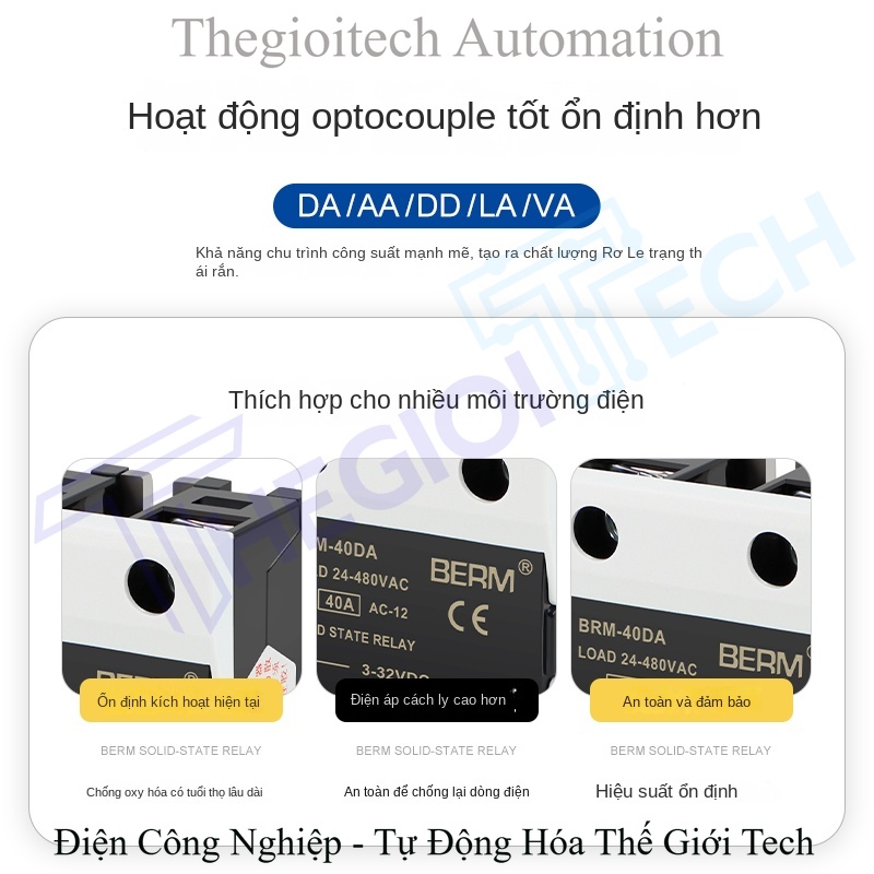 Rơ le bán dẫn (SSR) Belmei BRM-40DA, điều khiển DC, ngõ ra AC, đơn pha 40A (tương đương SSR-40DA D4840) - BRM-100VD 【Điều chỉnh điện áp kiểu điện áp】