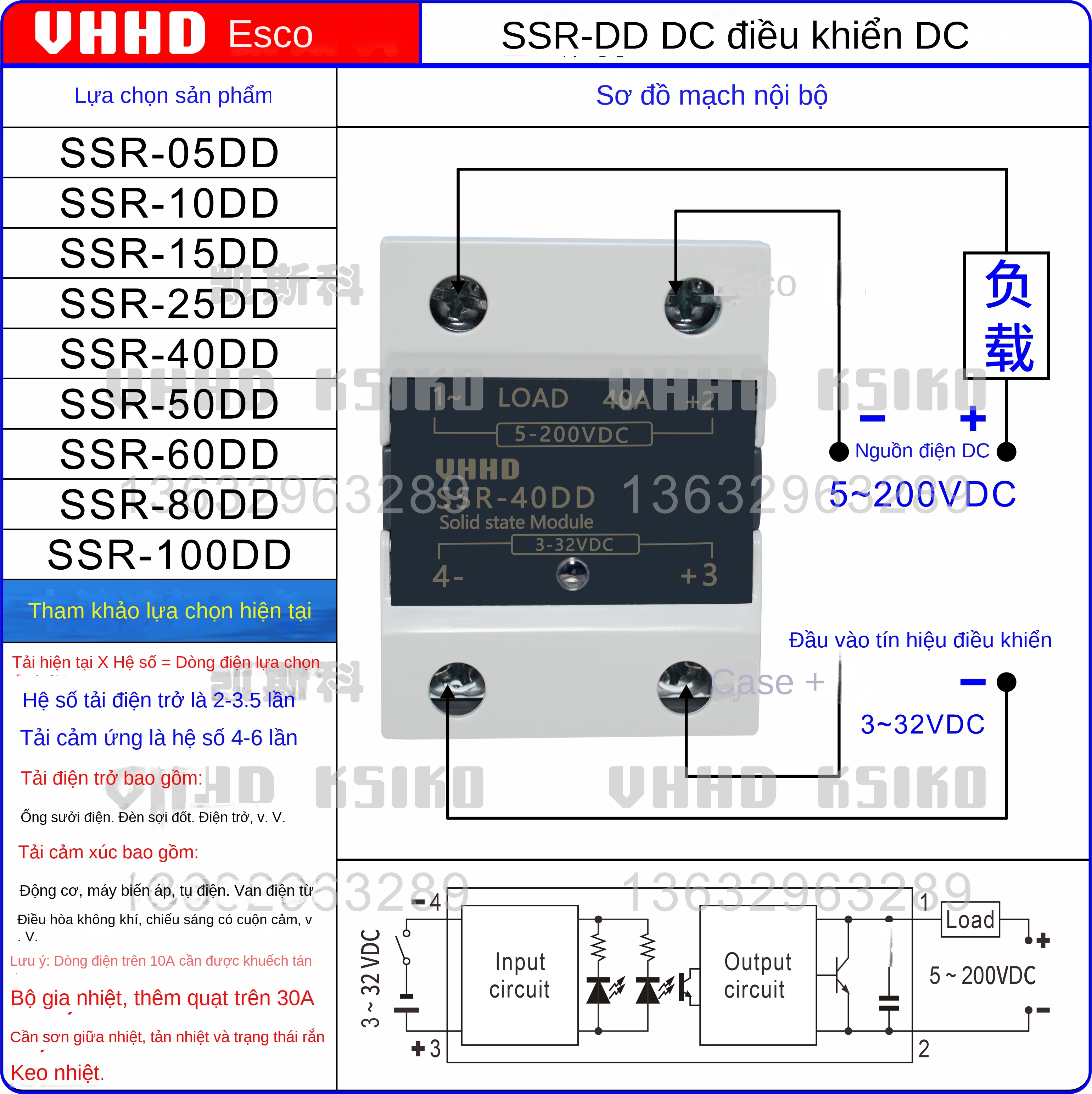 Rơ le bán dẫn nắp gập KSIKO SSR-05/10/25/40/60/80/100, loại DA/AA/DD/VA, hàng chính hãng bán trực tiếp từ nhà máy - SSR-120DA 3-32VDC 110A