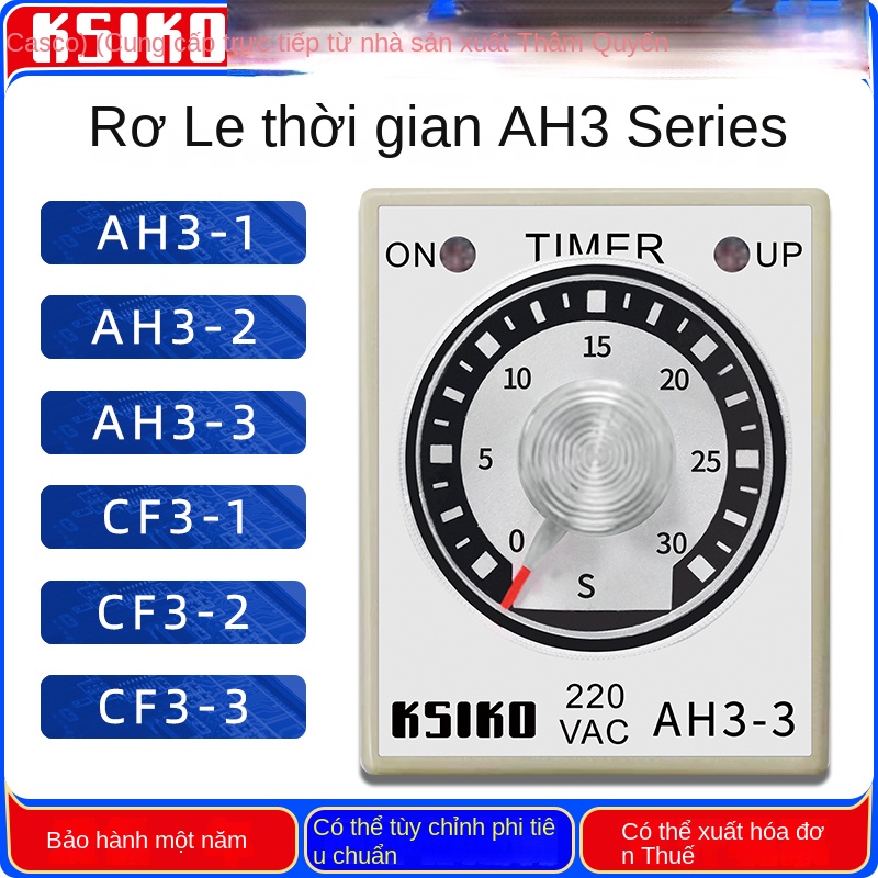 Rơ le thời gian KSIKO AH3-1 / AH3-2 / AH3-3 / CF3-2 / CF3-3 / AFK – Hàng chính hãng, giá tốt, bảo hành 1 năm