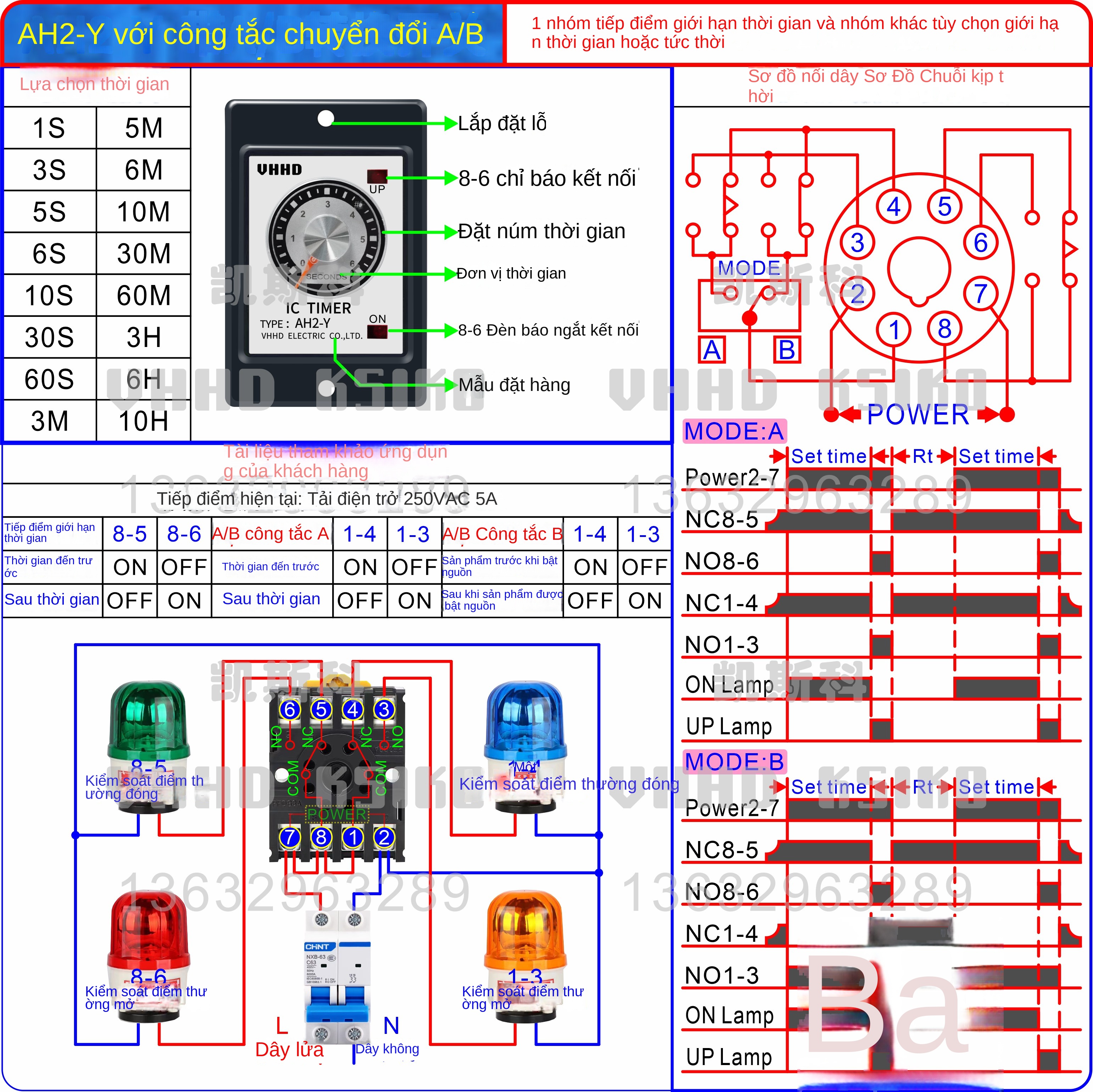 Rơ le thời gian VHHD AH2-Y / Y1 / Y2 / Y3 – Giá hợp lý, bảo hành 1 năm, hàng chính hãng bán trực tiếp từ nhà máy - AH2-Y3 áp 1 định+tức