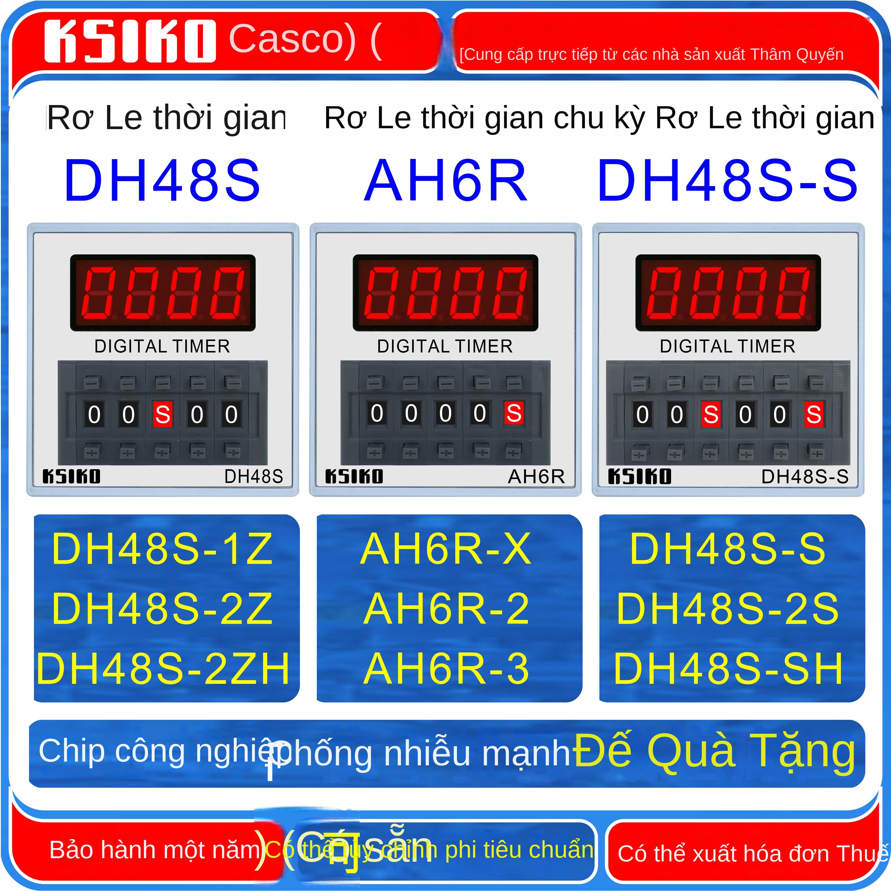 Rơ le thời gian hiển thị số / rơ le thời gian tuần hoàn DH48S-2Z / 2ZH / 1Z / DH48S-S / AH6R – Hàng chính hãng