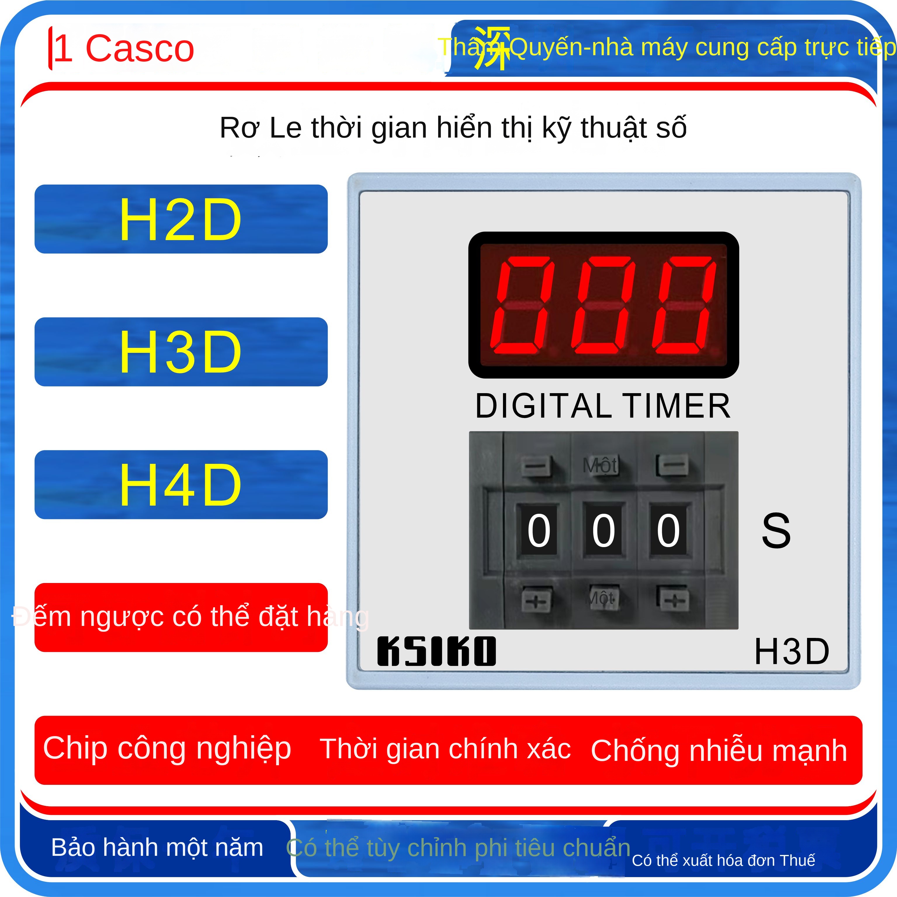 Rơ le thời gian kỹ thuật số KSIKO H2D H3D H4D-2 -3 -X – Có thể đặt chế độ đếm ngược, hàng chính hãng, bán trực tiếp từ nhà máy - H3D-X áp tg khác