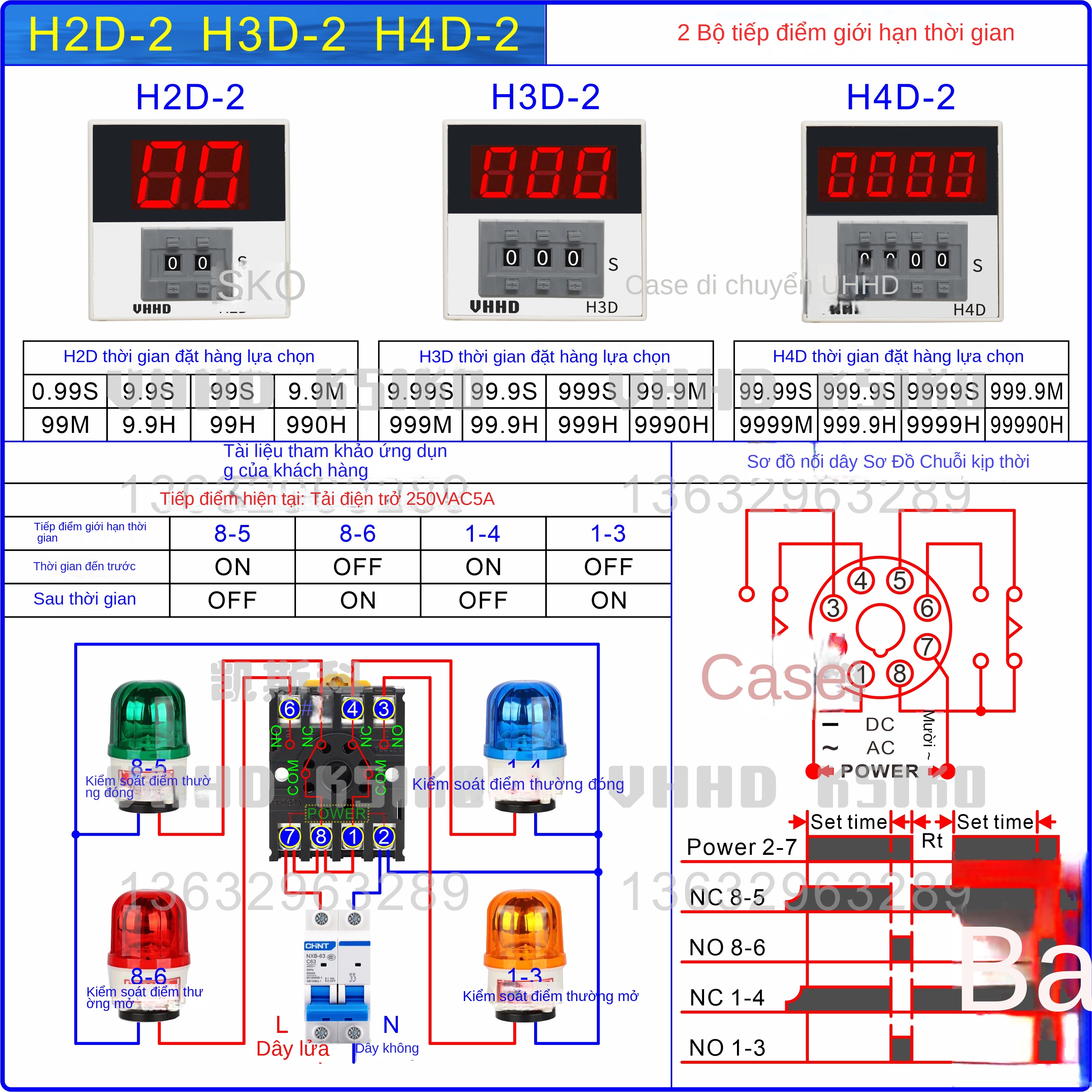 Rơ le thời gian kỹ thuật số VHHD H2D / H3D / H4D-2 / -3 / -X – Có thể đặt chế độ đếm ngược, hàng chính hãng, bán trực tiếp từ nhà máy - Đặt theo yêu cầu