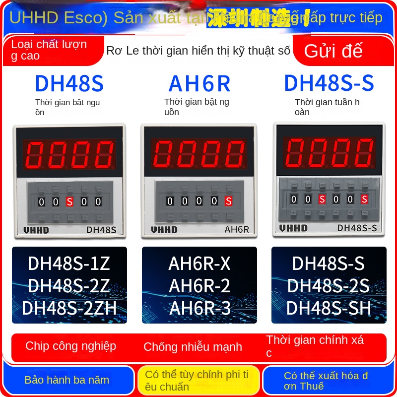 Rơ le thời gian kỹ thuật số VHHD chất lượng cao – DH48S-2Z / 2ZH / 1Z / DH48S-S / 2S / AH6R / H3D – Hàng chính hãng - DH48S-2Z 3800AC, 2 tiếp điểm định thời