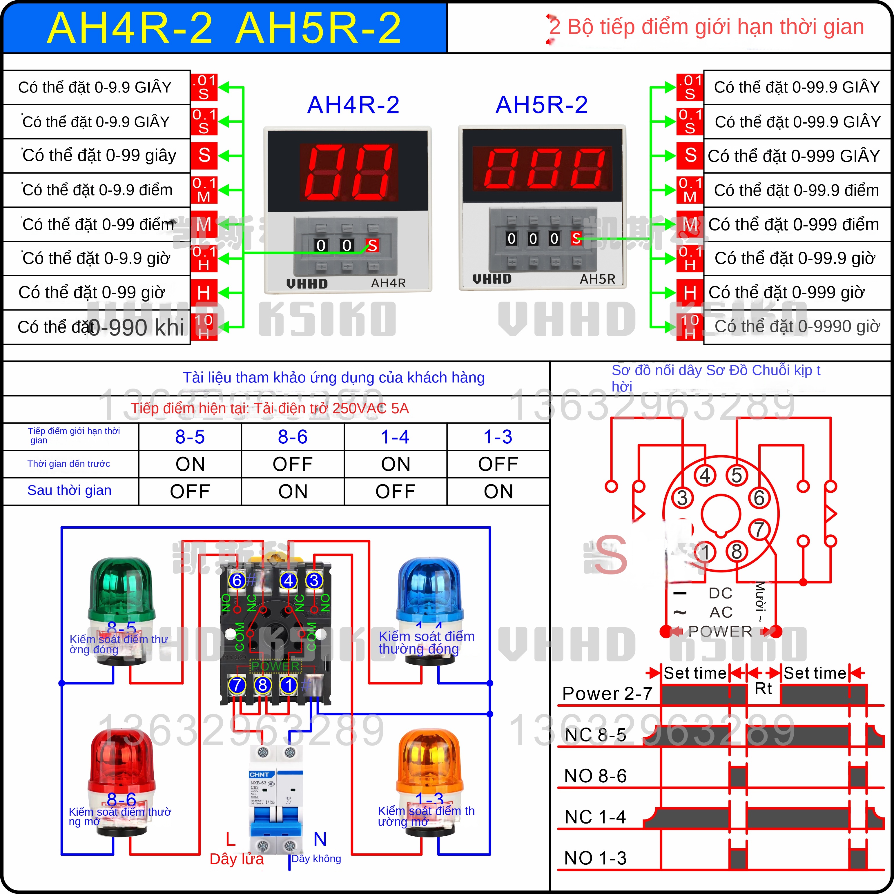 Rơ le thời gian kỹ thuật số VHHD chất lượng cao – DH48S-2Z / 2ZH / 1Z / DH48S-S / 2S / AH6R / H3D – Hàng chính hãng - DH48S-2ZH 12VDC/AC, 1 tiếp điểm định thời, 1 tiếp điểm tức thời