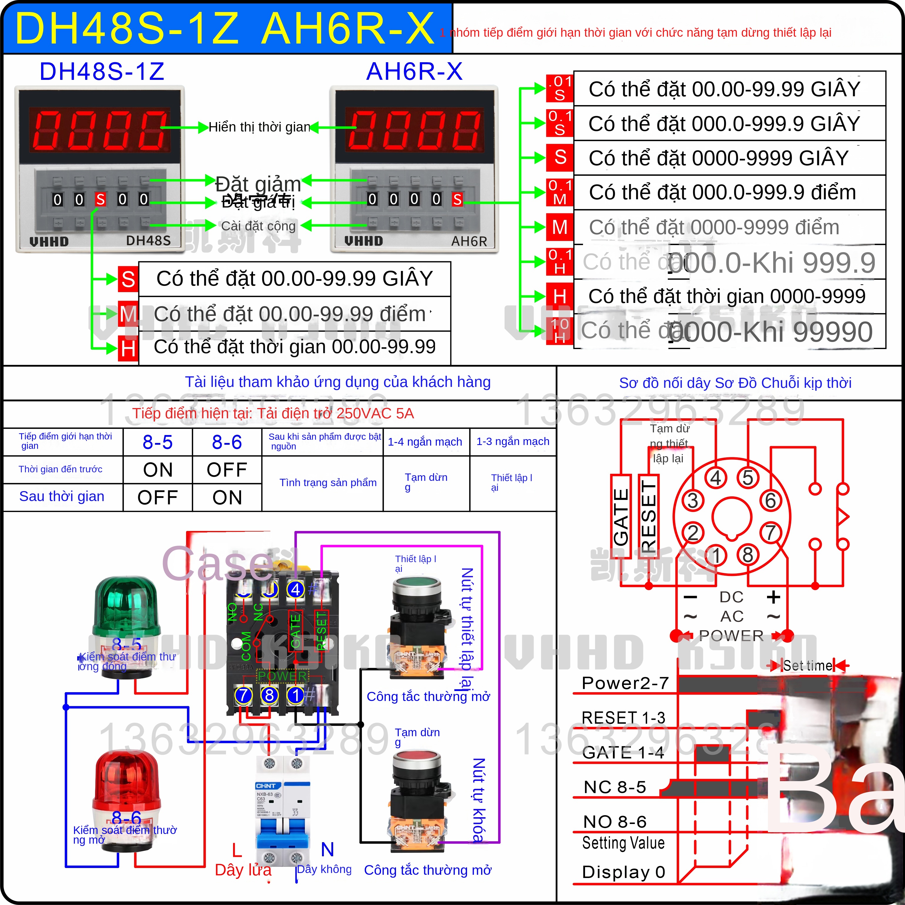 Rơ le thời gian kỹ thuật số VHHD chất lượng cao – DH48S-2Z / 2ZH / 1Z / DH48S-S / 2S / AH6R / H3D – Hàng chính hãng - Rơ le thời gian tuần hoàn DH48S-2S 12VDC/AC, 2 tiếp điểm định thời