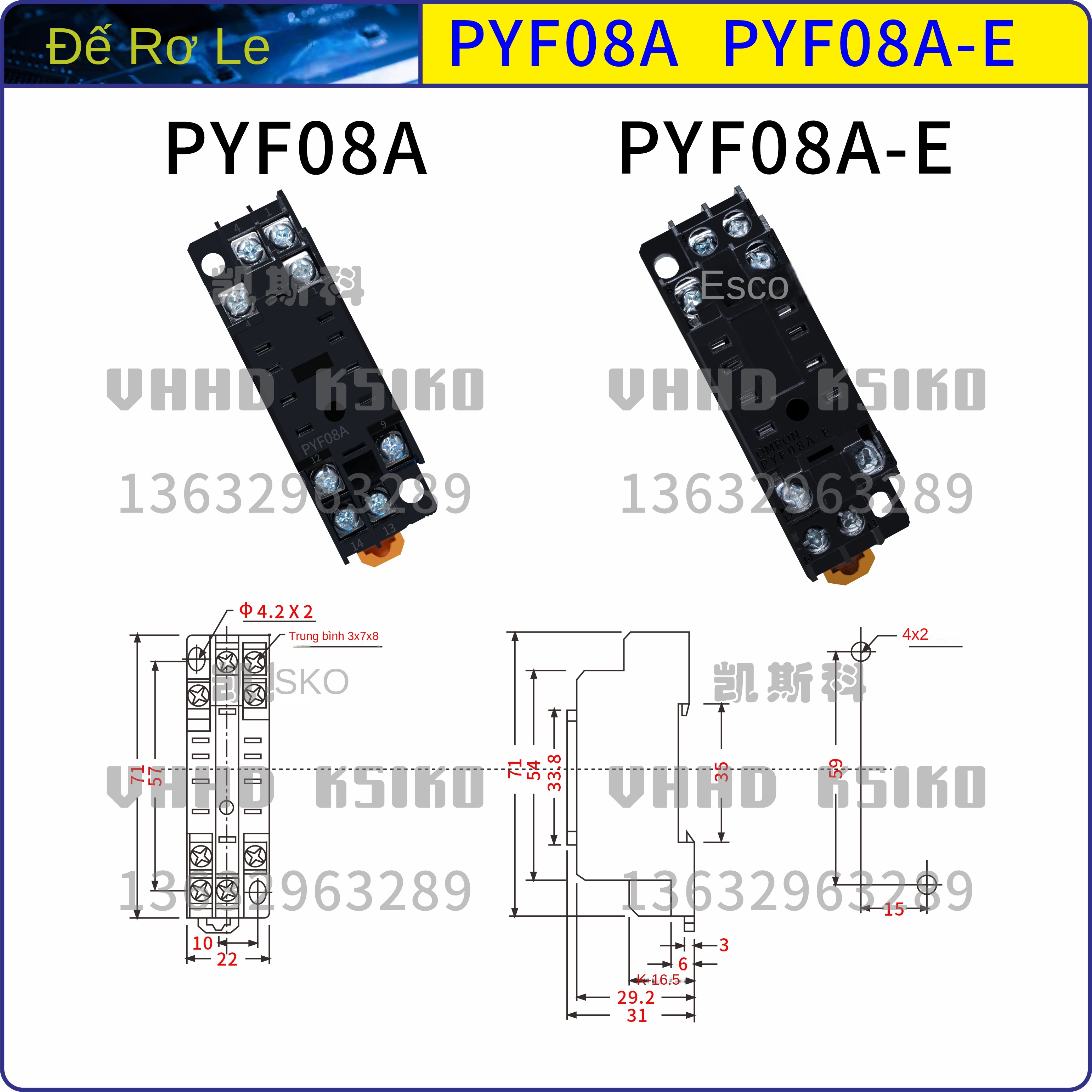 Rơ le thời gian mini KSIKO H3Y-2 / H3Y-4 / H3Y-2L – Chip công nghiệp, bảo hành 1 năm, hàng chính hãng - H3Y-4 220VAC 6S