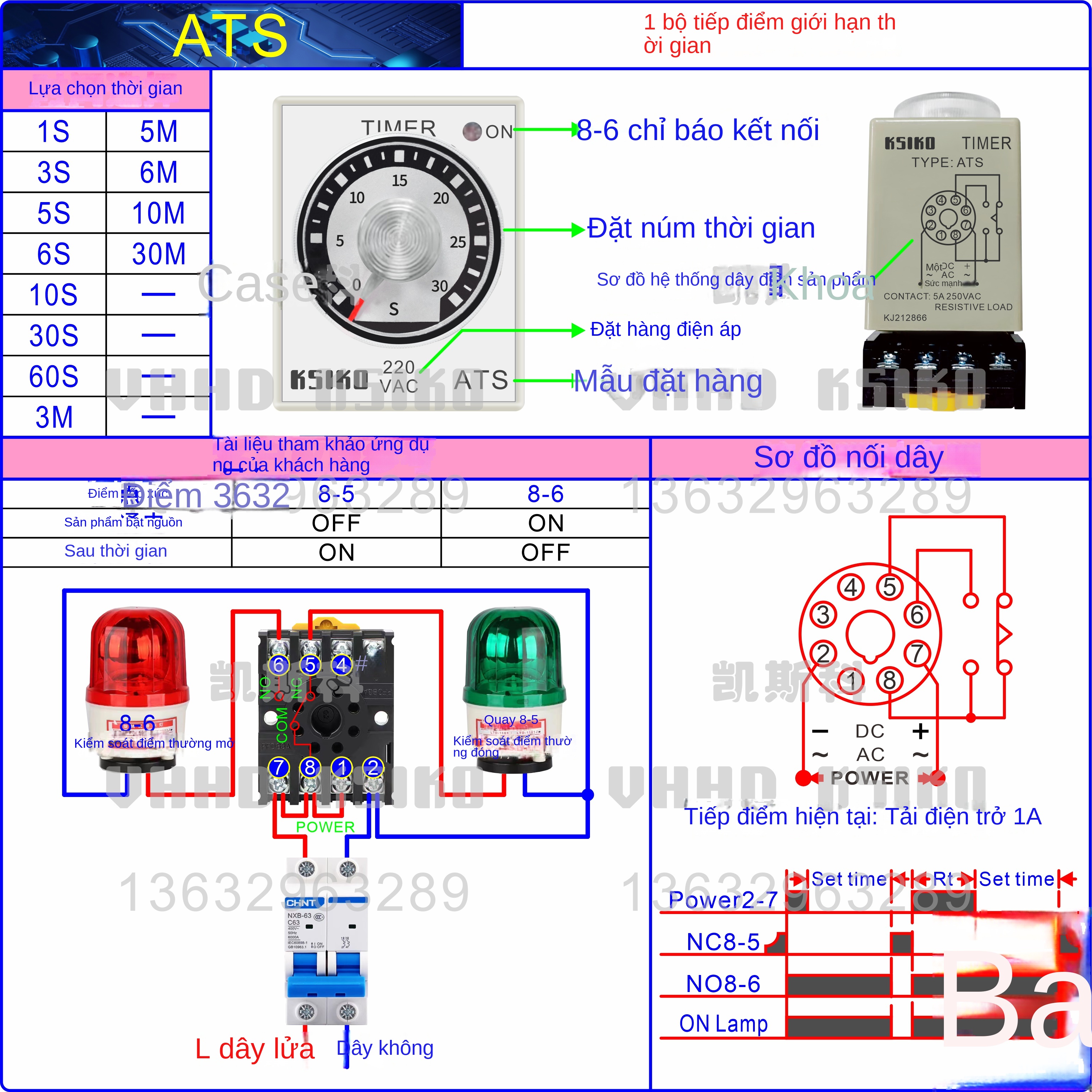 Rơ le trễ thời gian khi mất điện KSIKO ATS / ATS-2 – Sử dụng relay và chip nhập khẩu, bảo hành 3 năm, hàng chính hãng - ATS 24VDC/AC, 60 giây, 1 tiếp điểm định thời, dòng 1A