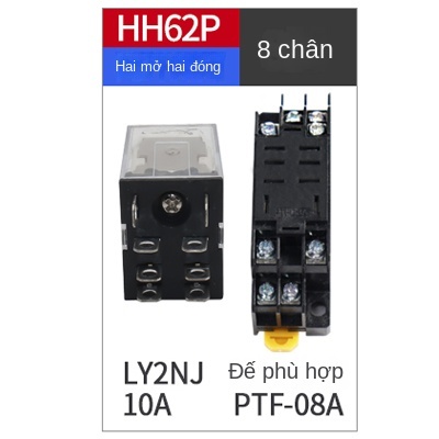 Rơ le trung gian nhỏ 220V AC LY2NJ – có đèn, DC 24V HH64P/63P/62P - AC24V - LY3NJ (HH63P) có đế