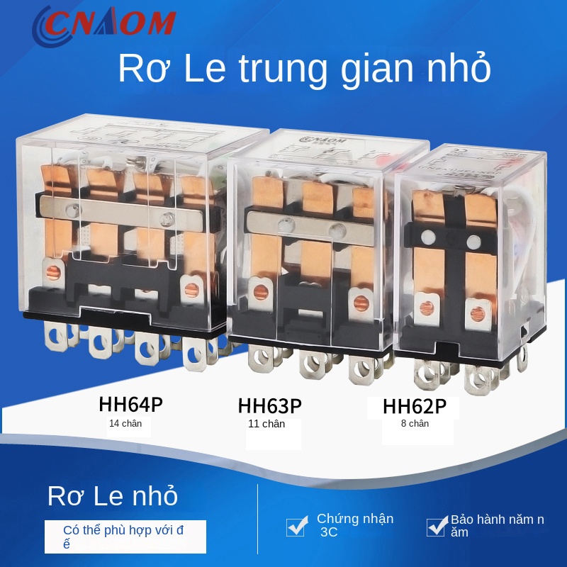 Rơ le trung gian nhỏ 220V AC LY2NJ – có đèn, DC 24V HH64P/63P/62P - DC6V - LY4NJ (HH64P)