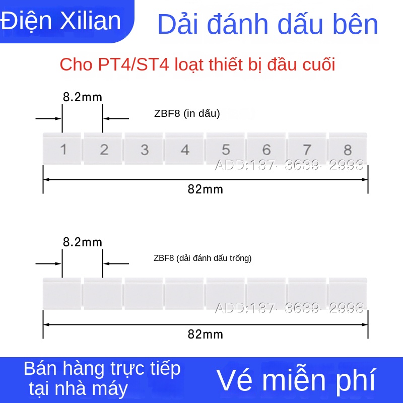Thanh nhãn ZBFM5 – Trống, 6 số in, dùng cho PTTB1.5/PT4/ST2.5-3L, gắn bên cạnh - 91–100 (có in chữ/số) - ZBF3.5 (dùng cho PT4/ST4)