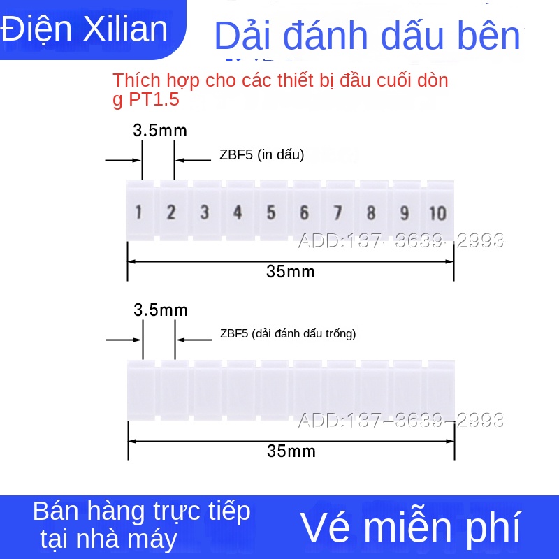Thanh nhãn ZBFM5 – Trống, 6 số in, dùng cho PTTB1.5/PT4/ST2.5-3L, gắn bên cạnh - Trước khi đặt hàng, liên hệ CSKH để xác nhận tồn kho - ZBF3.5 (dùng cho PT4/ST4)
