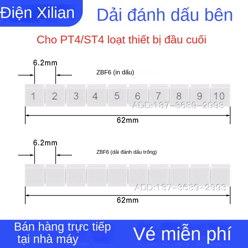 Thanh nhãn ZBFM5 – Trống, 6 số in, dùng cho PTTB1.5/PT4/ST2.5-3L, gắn bên cạnh - Trước khi đặt hàng, liên hệ CSKH để xác nhận tồn kho - ZBF3.5 (dùng cho PT4/ST4)