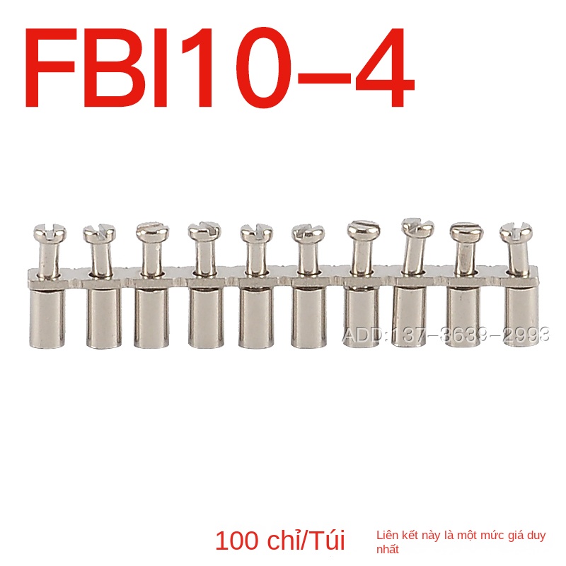 Thanh nối FBI10-6 – Dạng gắn DIN, dùng cho cầu đấu UK, đầu nối trung tâm bằng vít, chất liệu đồng nguyên chất, loại ngắn cạnh EB - FBI10-6 – Thanh nối 10 cực kiểu ống lồng