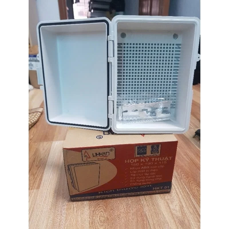 Tủ điện chống nước ABS Hộp kỹ thuật có thanh ray Lihhan HKT 4 size KT01 190x150 HKT02 225x155 HKT03 295x195 KT04 295x295