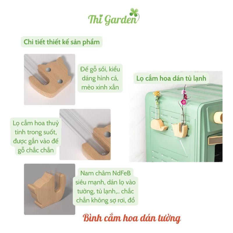 Lọ hoa mini gắn tường / tủ lạnh bằng nam châm