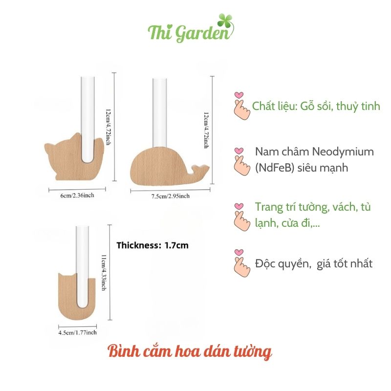 Lọ hoa mini gắn tường / tủ lạnh bằng nam châm