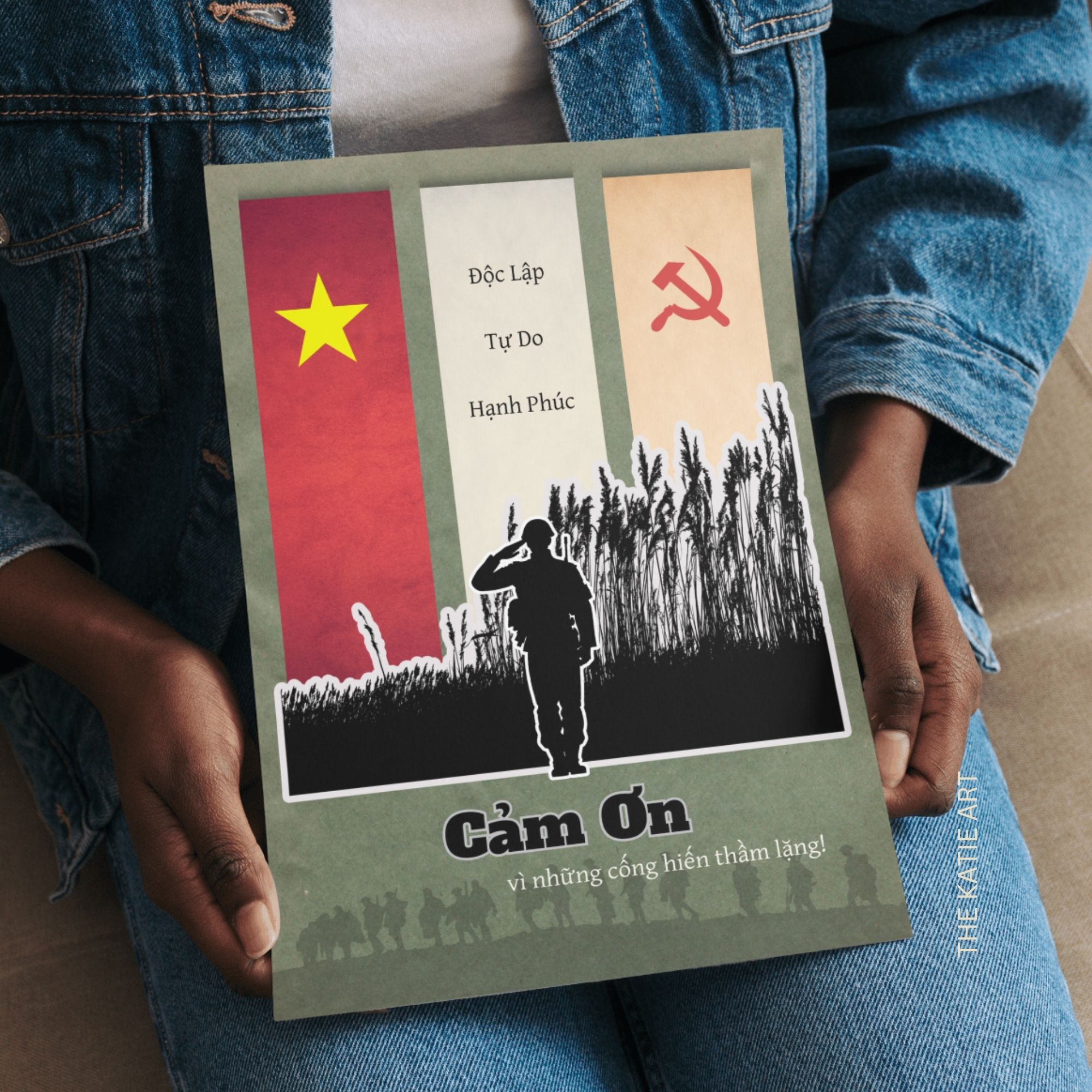 Thiệp Cảm Ơn, Thiệp Quà Tặng Phong Cách Vintage , Army- Mã 260423-Card-01
