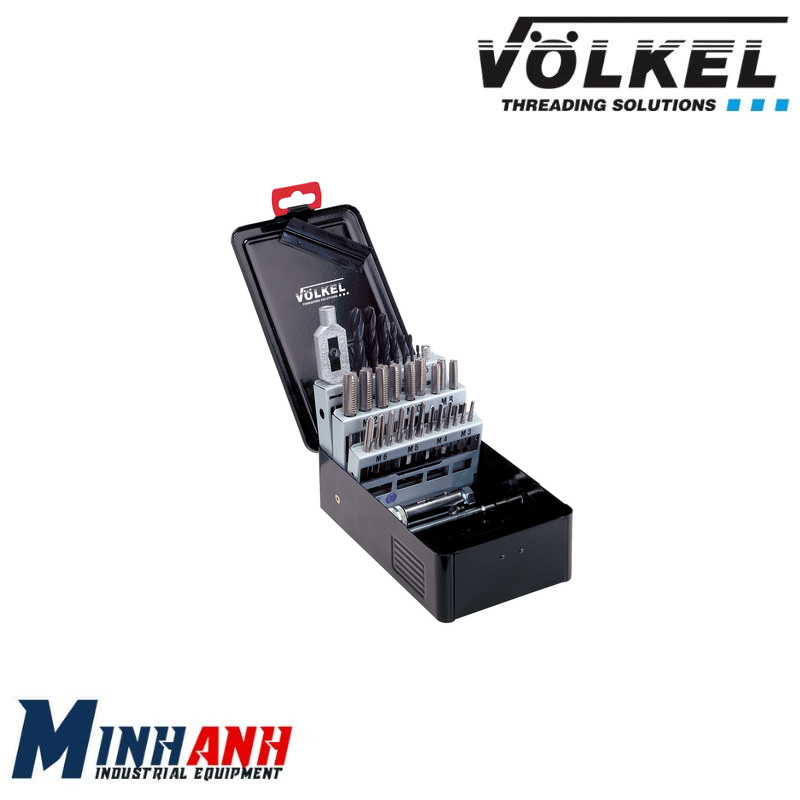 Bộ Taro Bàn Ren Tay Quay M3~M12 30 Cái HSS-G No.SAG49511 Volkel Đức Bộ Bao Gồm 30 Chi Tiết: - 21 Mũi taro tay hệ Mét bộ 3 cây (Thô - Bán tinh - Tinh, 7 bộ - 3 mũi) No.273: M3x0.5, M4x0.7, M5x0.8, M6x1, M8x1.25, M10x1.5, M12x1.75. - 7 Mũi khoan lỗ trước kh