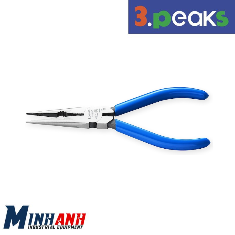 Kìm mũi dài telephone cán vinyl có lò xo 3.Peaks TP-150G-S 150mm