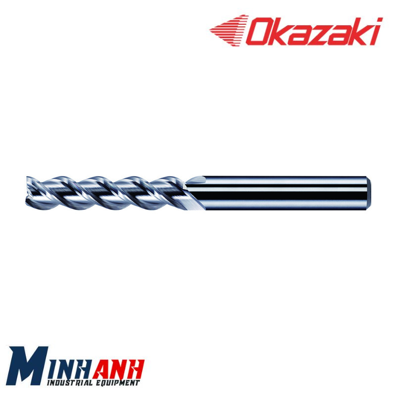 Dao phay ngón lưỡi dài hợp kim cho nhôm 3 me không phủ SAE3LF-200 OKAZAKI