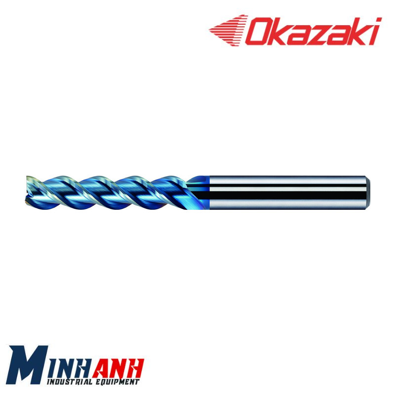 Dao phay ngón lưỡi dài hợp kim cho nhôm 3 me phủ DLC SAE3LFD200 OKAZAKI