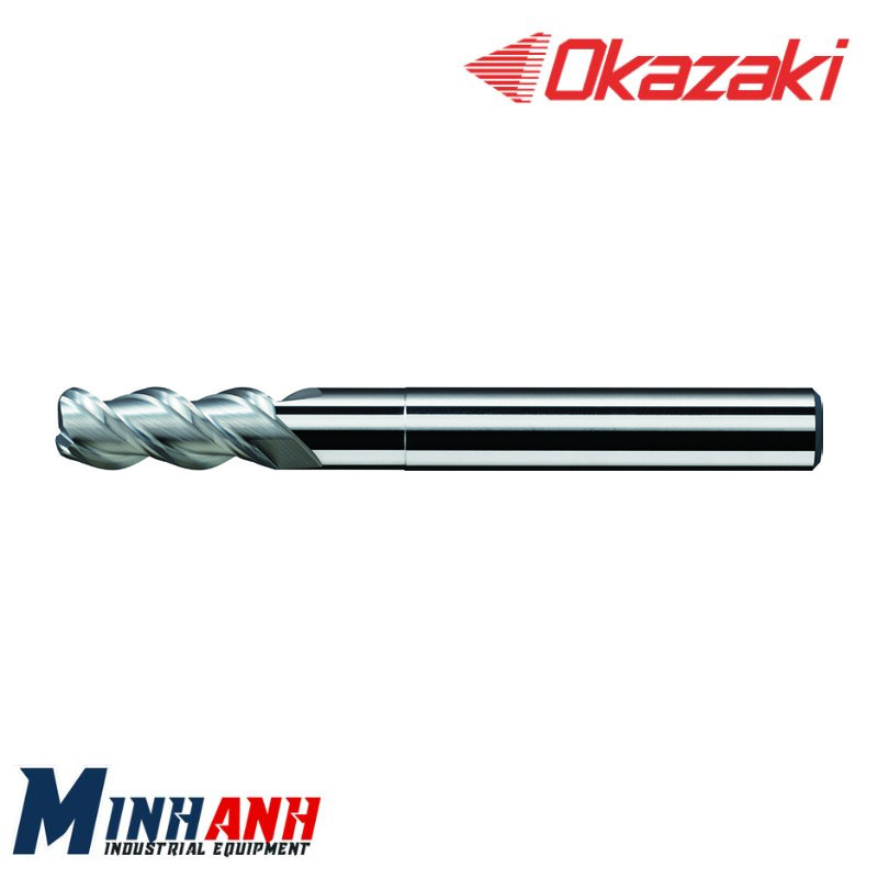 Dao phay ngón bo góc cổ dài hợp kim cho nhôm 3 me, không phủ SAE3L-060R10 OKAZAKI