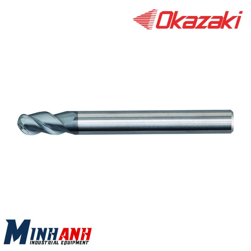 Dao phay cầu chống rung hợp kim HP 3 me cho vật liệu cứng, phủ OK-Hard HPSBE3H030-S4 OKAZAKI